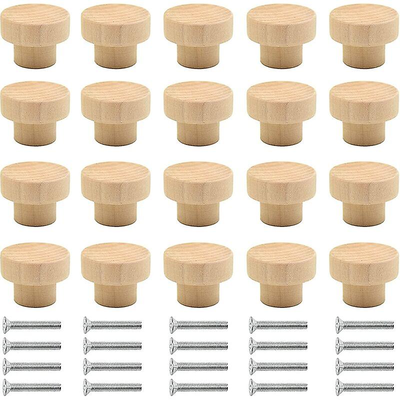 20 Runde Holzknöpfe Aus Naturholz, Geeignet Für Türen, Schubladen Und Schränke.
