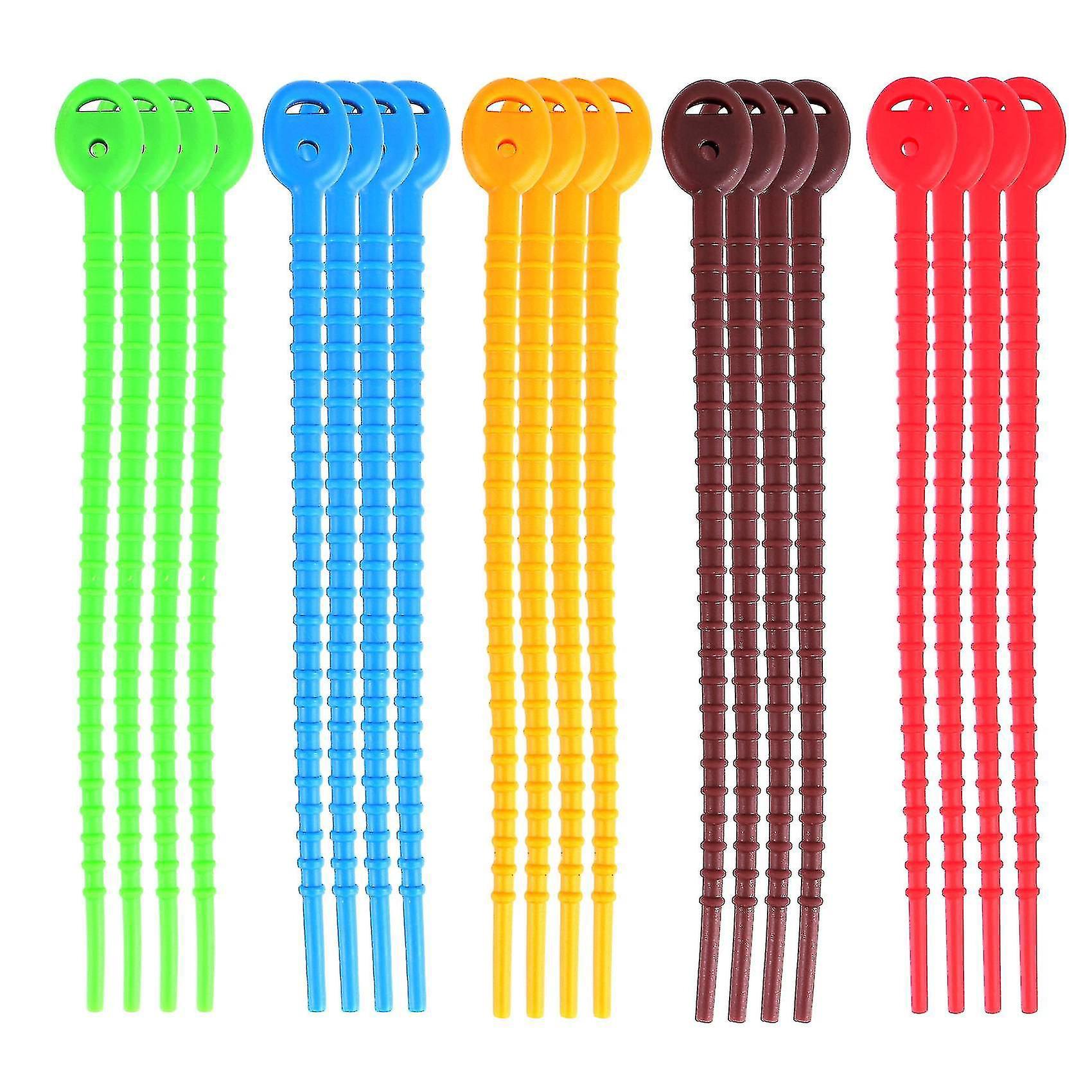 20 Stück Silikon-kabelbinder, Robuste Kabelbinder, Beutelverschlussclips, Kabelbänder, Brotklemmen, Gummi-drehverschlüsse