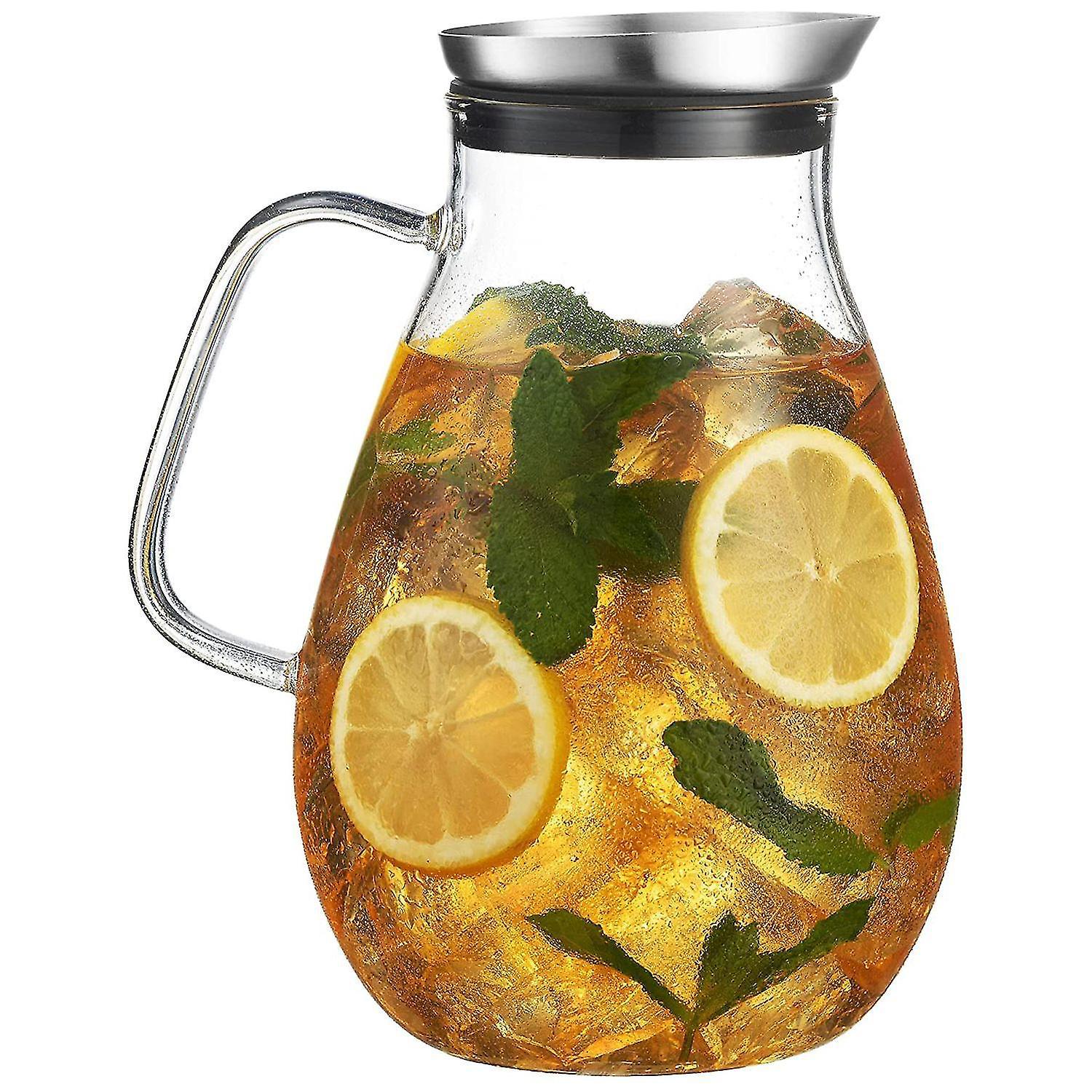 2500-ml-glaskrug Mit Deckel. Schöner, Leichter Trinkkrug Mit Henkel. Ideal Für Kalte Getränke.