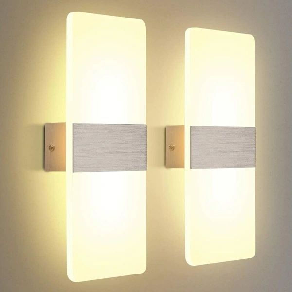 2er-pack Led-wandleuchte Für Den Innenbereich, 12 W, Warmweiß (3000 K), 230 V Ac, Acryl, A