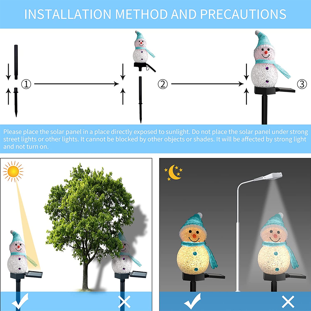 2er-pack Schneemann-solarleuchten, Weihnachts-solarleuchten, Garten-schneemann-dekorationsleuchten