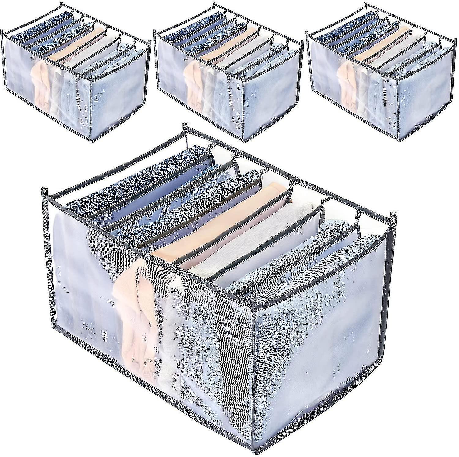 4-teiliges Kleiderschrank-organizer-set Mit 7 Fächern, Aufbewahrungskörbe, Waschbar, Faltbar