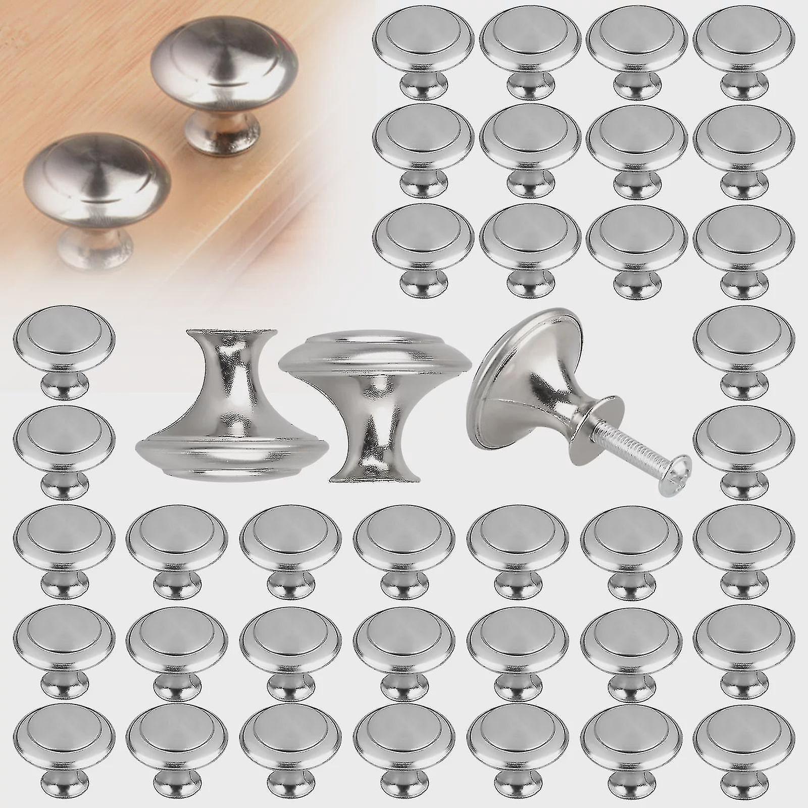 40/20 Stück Robuste Küchenschrankknöpfe, Gebürstetes Nickel, Schrankknöpfe, Schranktürknöpfe, Küchenbeschläge, Runde Knöpfe Für Badezimmerschubladen – Yyc40-packung