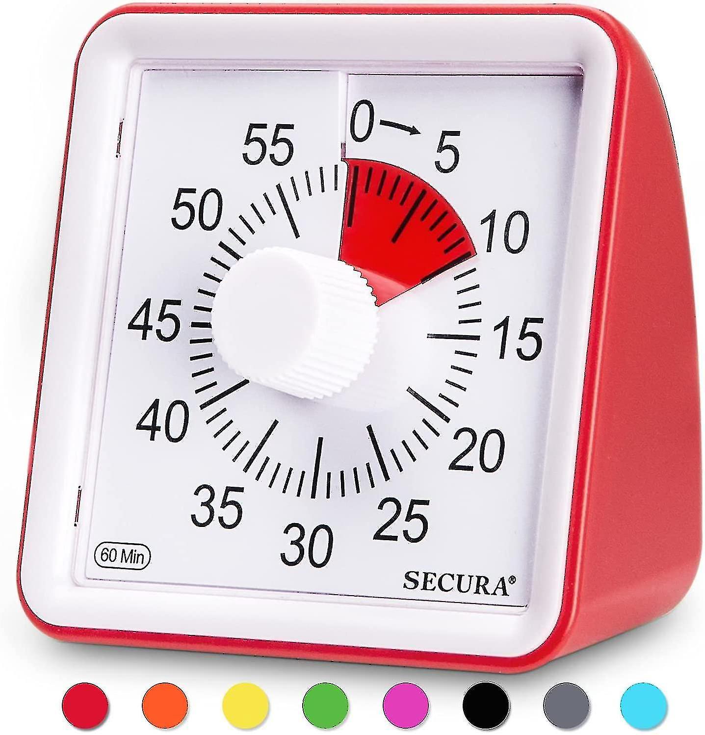 Visueller 60-minuten-timer, Countdown-uhr Für Klassenzimmer, Lautloser Timer Für Kinder Und Erwachsene, Rot