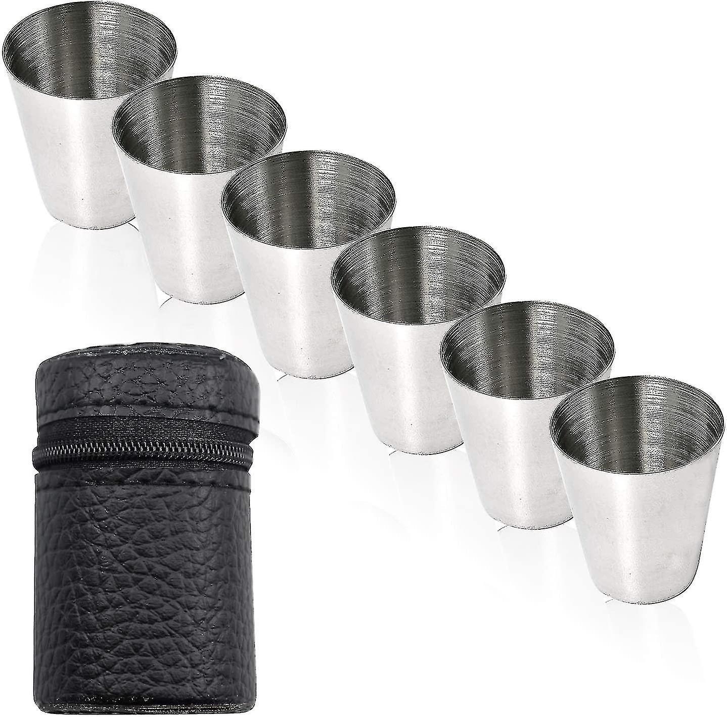 7-teiliges Set Aus Edelstahlbechern, Barbecher, Schnapsglas Und Tragbarem Weinglas