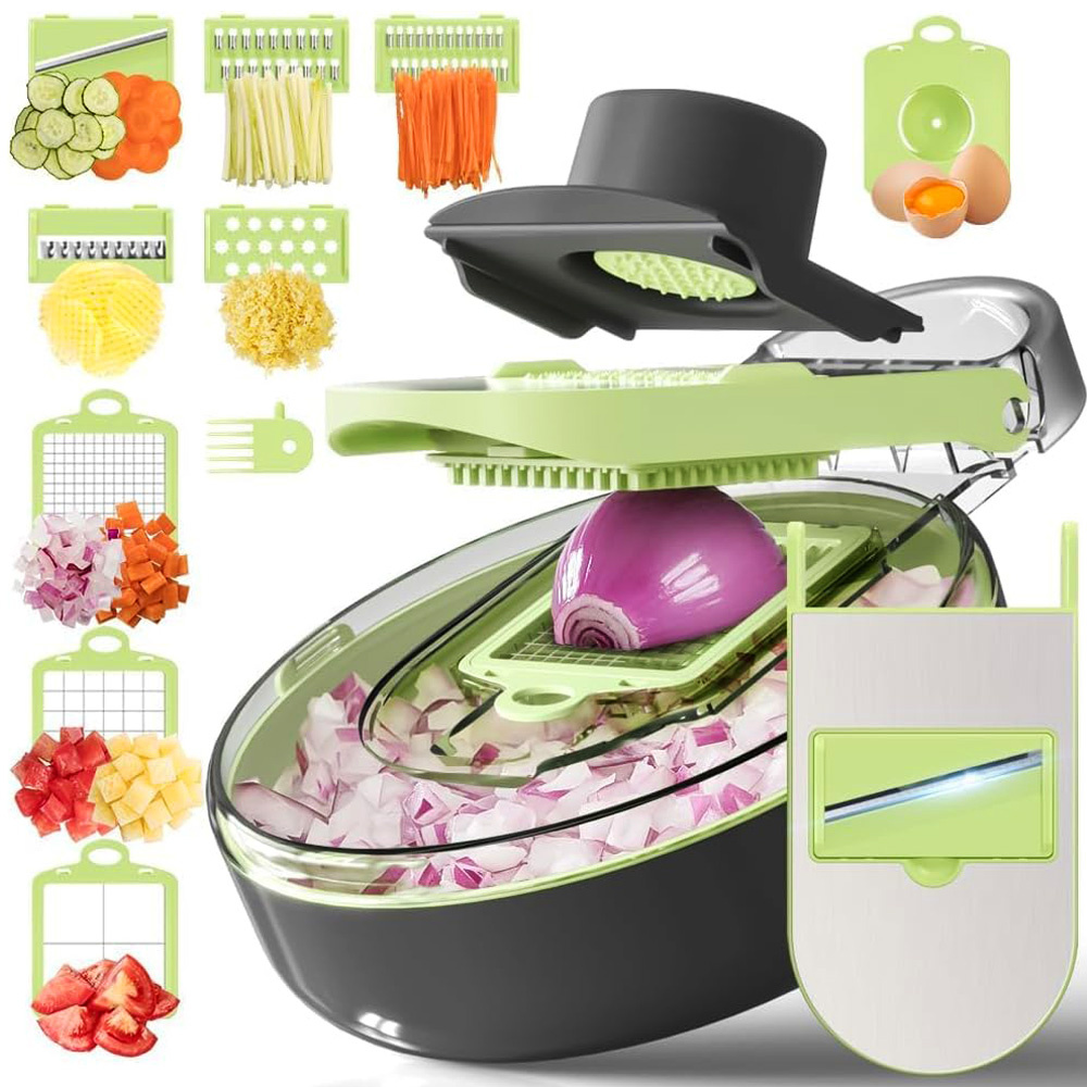 9-in-1 Gemüseschneider, Hobel, Reibe Und Mandoline (grün)