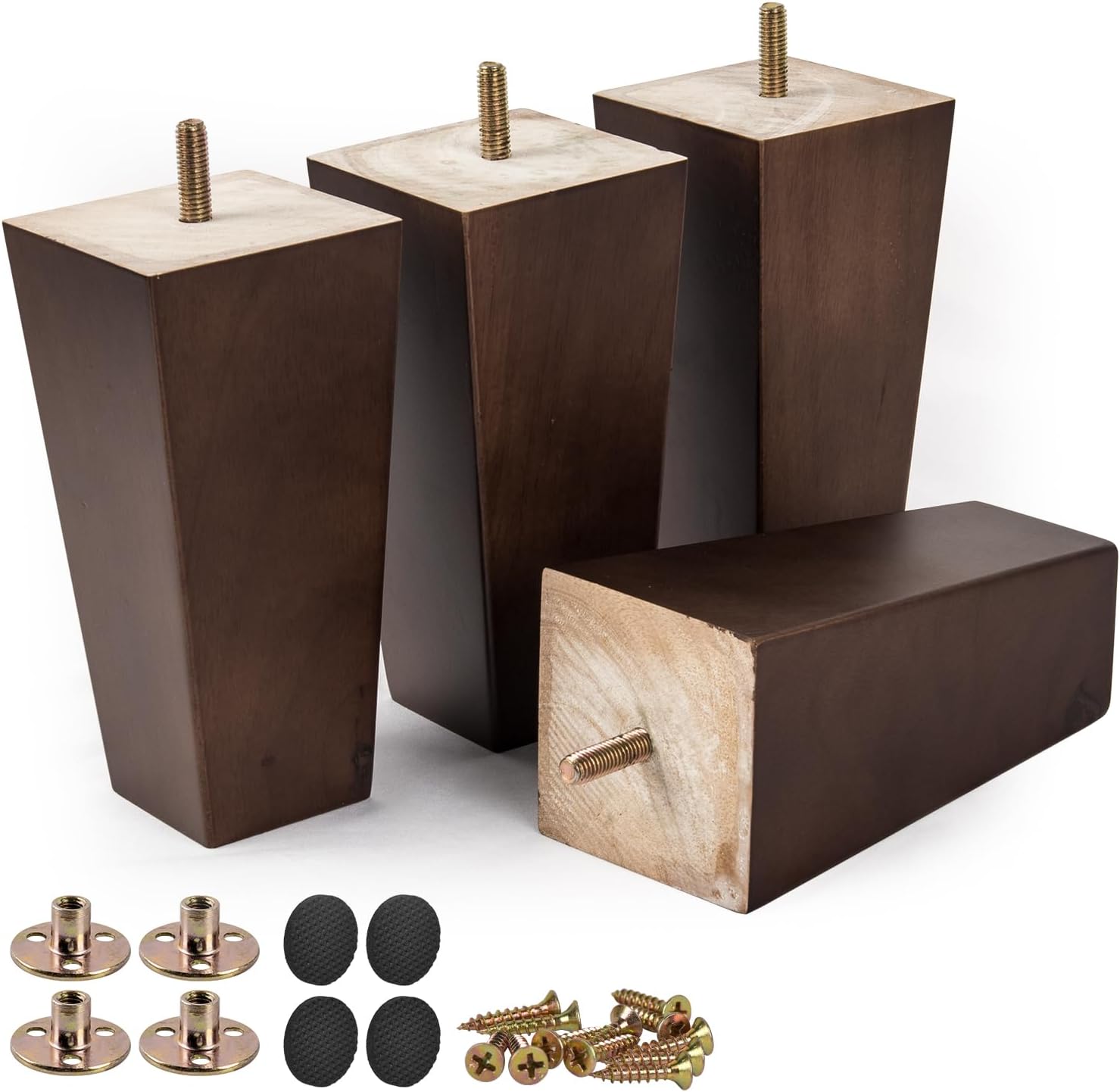 20 Cm Lange Möbelbeine Aus Massivholz, 4 Stück, Pyramidenförmige Holzbeine Im Mid-century-stil, Sofabeine Mit M8-gewindeschrauben