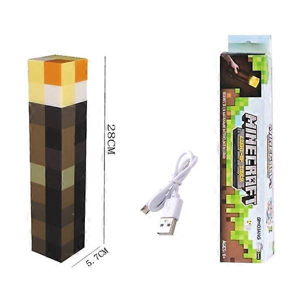 Minecraft Brownstone Taschenlampe – 28 Cm Led-nachtlicht – Usb-c