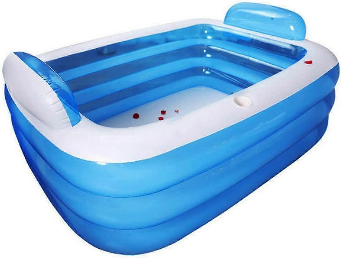 Aufblasbarer Pvc-pool Für Kinder Und Erwachsene, Idealer Außenpool Für Garten, Terrasse, Balkon, Rechteckig, Blau (150 X 105 X 5 Cm)