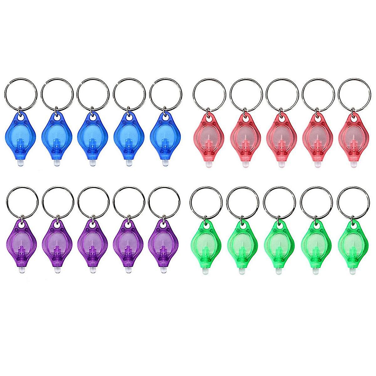 20 Stück Led-schlüsselanhänger, Mini-taschenlampe, Led-schlüsselanhängerleuchte Mit Haken, Batterie Enthalten
