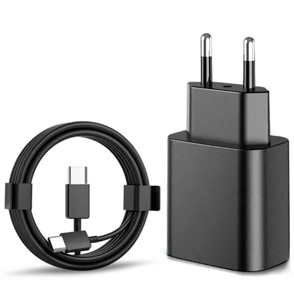 Schnellladegerät 45 W, Kompatibel Mit Samsung Usb-c + 2 M Usb-c-kabel, Schwarz