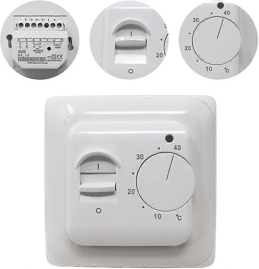 Manueller Fußbodenheizungsthermostat 220 V 16 A, Elektrischer Fußbodenheizungsregler, Mechanischer Raumthermostat Mit Bodensensor, 1 Stück