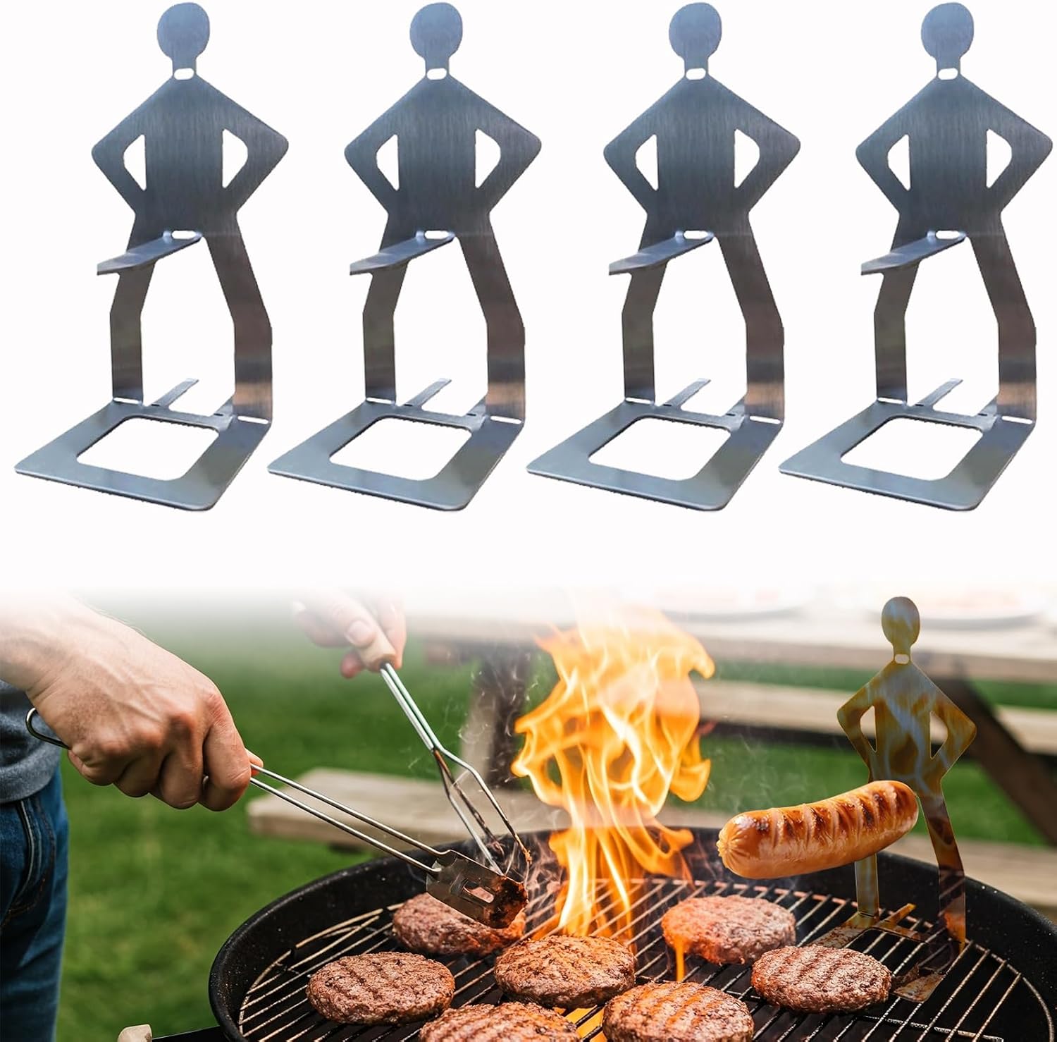Lustiges Grillzubehör, Wursthalter, Tragbarer Grillrost, Edelstahl