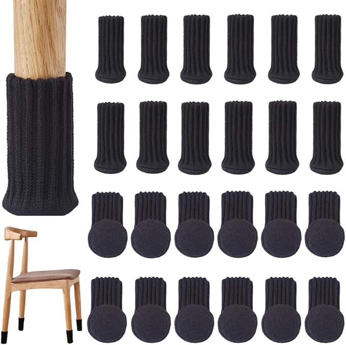 24 Stück Stuhlsocken, Möbelsocken, Rutschfeste Elastische Stuhlbeinsocken, Gestrickt