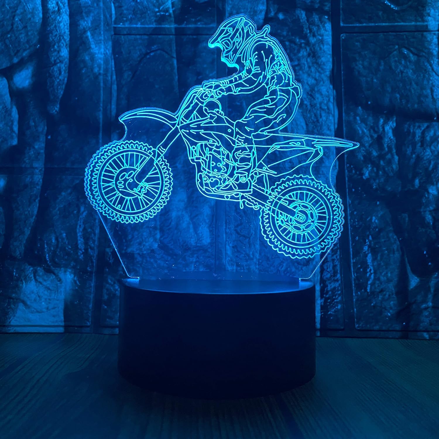 Motocross-bike 3d Led Optische Illusion Acryl-nachtlicht S/w