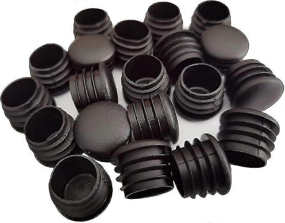 Runde Kunststoffstopfen, 20 Stück Schwarze Rohrendkappen Stuhlschienen Runde Endkappen Möbel Stuhlbeine Rohrschutz Einsätze (25 Mm)