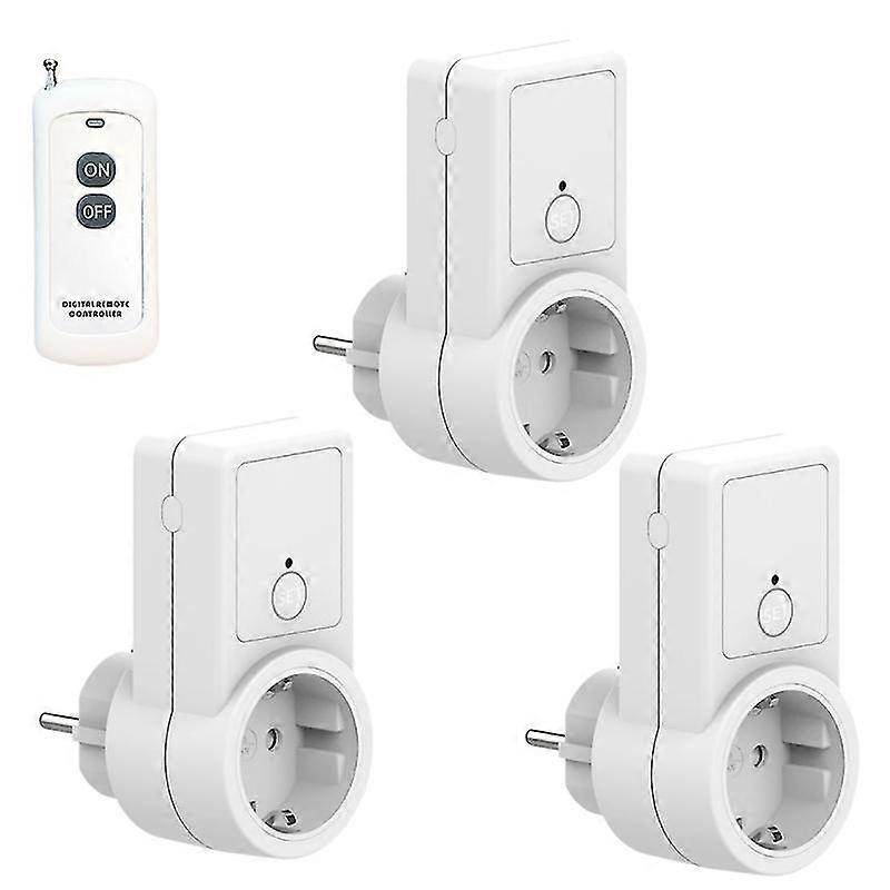 1-5x Drahtloser Smart-fernbedienungsschalter Steckdosensteckdose Eu-stecker 3 Stück