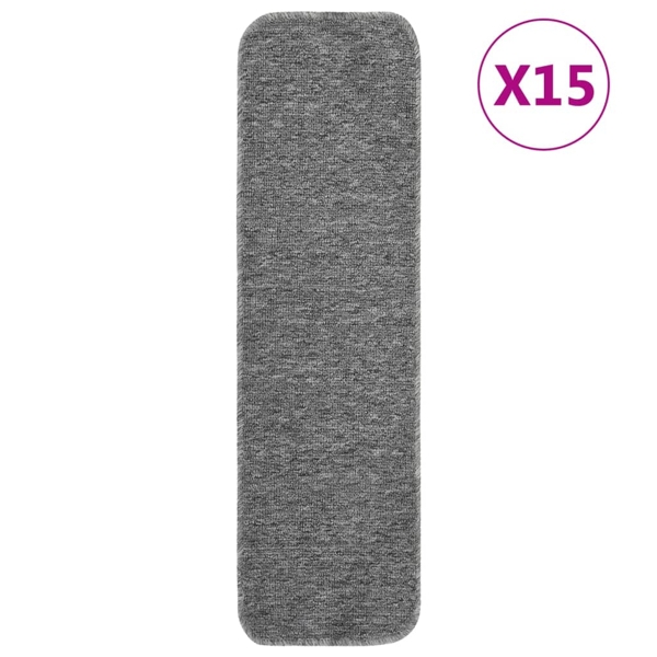 Vidaxl Treppenstufenmatten, 15 Stück, 75 X 20 Cm, Grau, Rechteckig