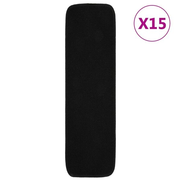 Vidaxl Treppenstufenmatten, 15 Stück, 75 X 20 Cm, Schwarz, Rechteckig