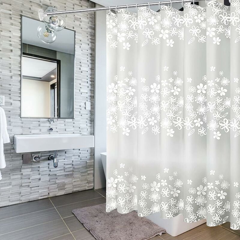 Duschvorhang 200 X 200 Cm Mit 14 Haken, Schimmelresistent, Antibakteriell, Wasserdicht Und Waschbar, Passend Für Badewanne Und Badezimmer