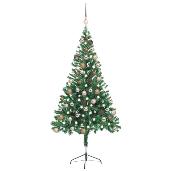 Vidaxl Beleuchteter Kunststoff-weihnachtsbaum Mit Kugeln, 150 Cm, 380 Zweige