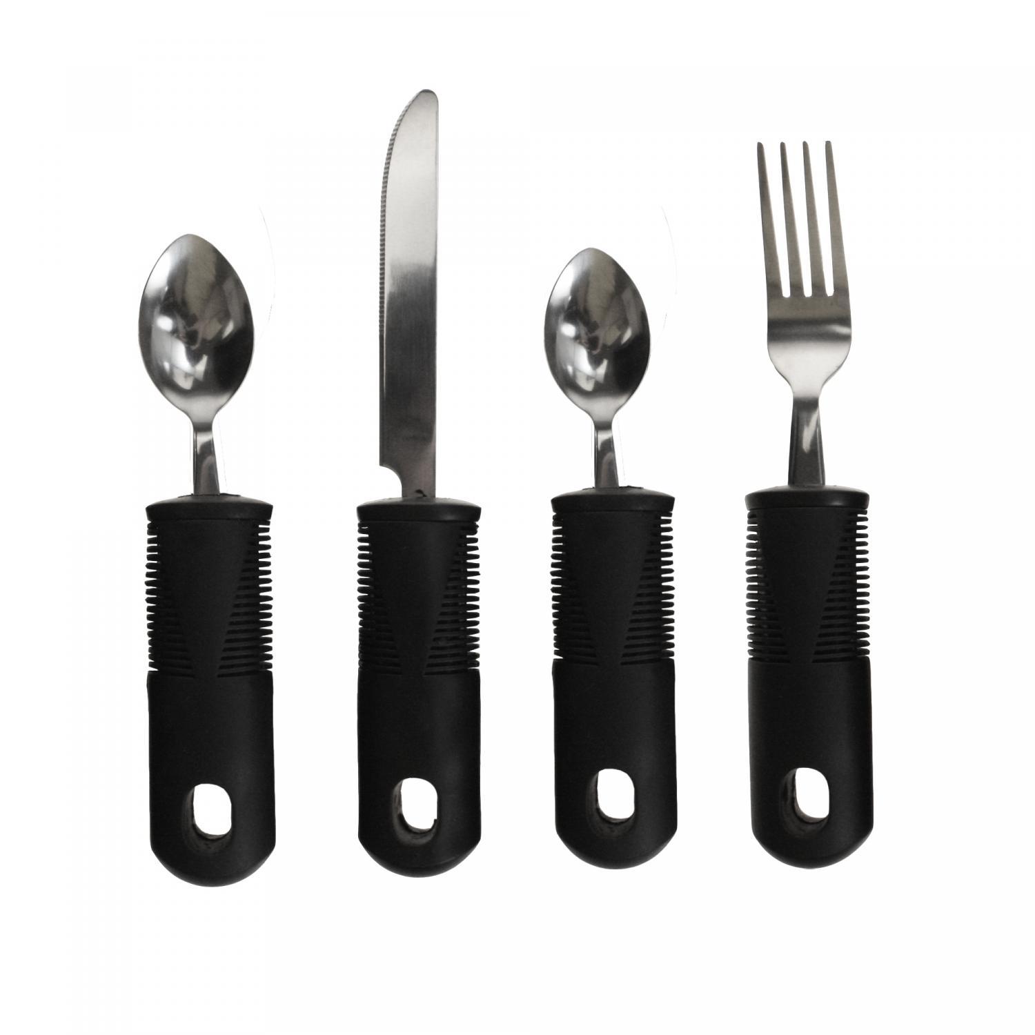 Ergonomisches Besteckset, 4-teilig, Schwarz