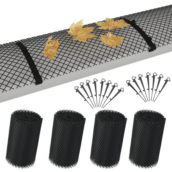 Vidaxl Hängendes Dachrinnennetz Mit Klemmen Hdpe 1,08 M²