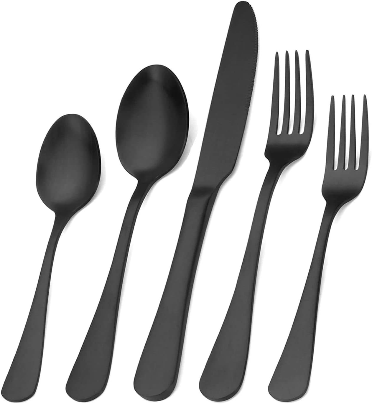 Besteckset In Mattschwarz, 30-teiliges Edelstahl-besteckset, Küchenset Für 6 Personen, Tischbestecksetmax