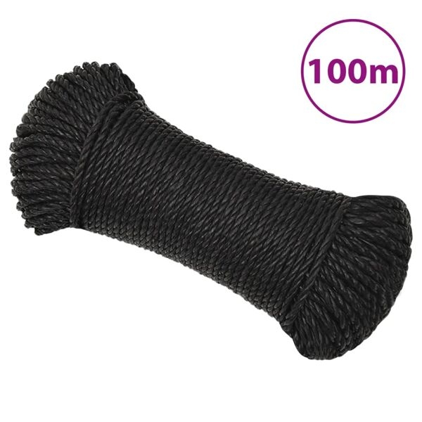 Vidaxl Seil Schwarz 8 Mm 100 M Polypropylen