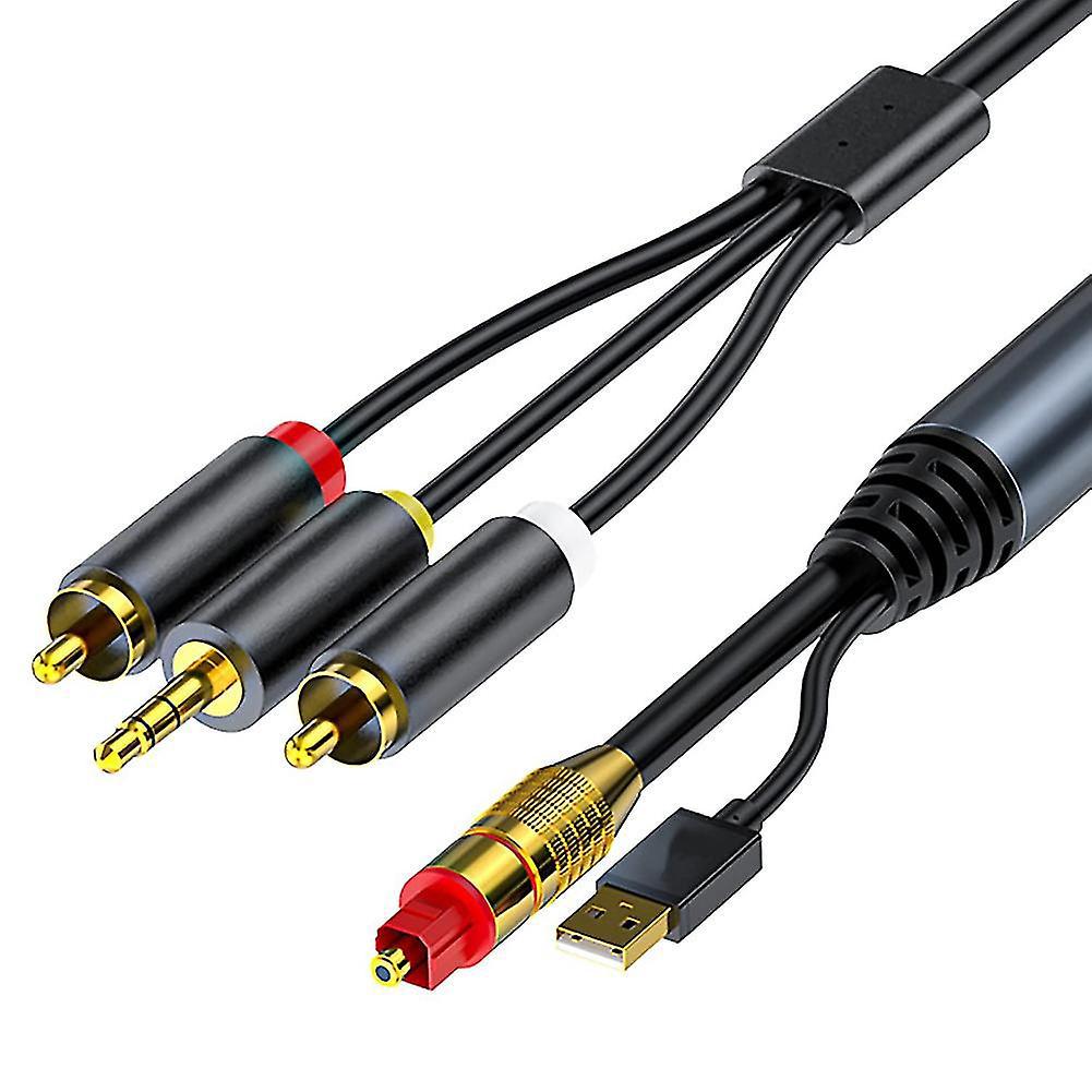 Digital-analog-audio-konverterkabel 2rca + 3,5-mm-klinkenstecker Stereo-audiokabel Für Hdtv, Dvd, Kopfhörer