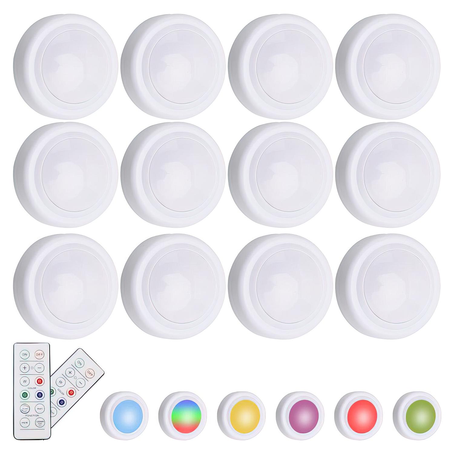 12er-pack – Led-strahler Mit Fernbedienung – Kabellos, Mehrfarbig