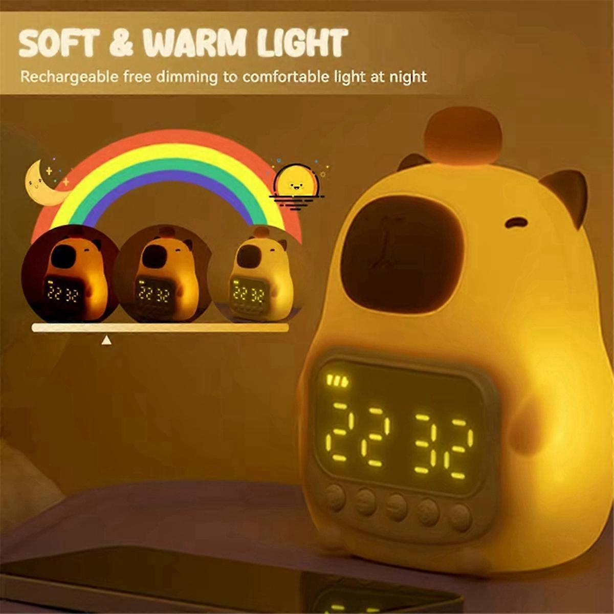 Schlafwecker Mit Led-schlummerfunktion Und Capybara-motiv, Wiederaufladbarem Nachtlicht, Touchscreen – Das Perfekte Geschenk, Kompatibel Mit