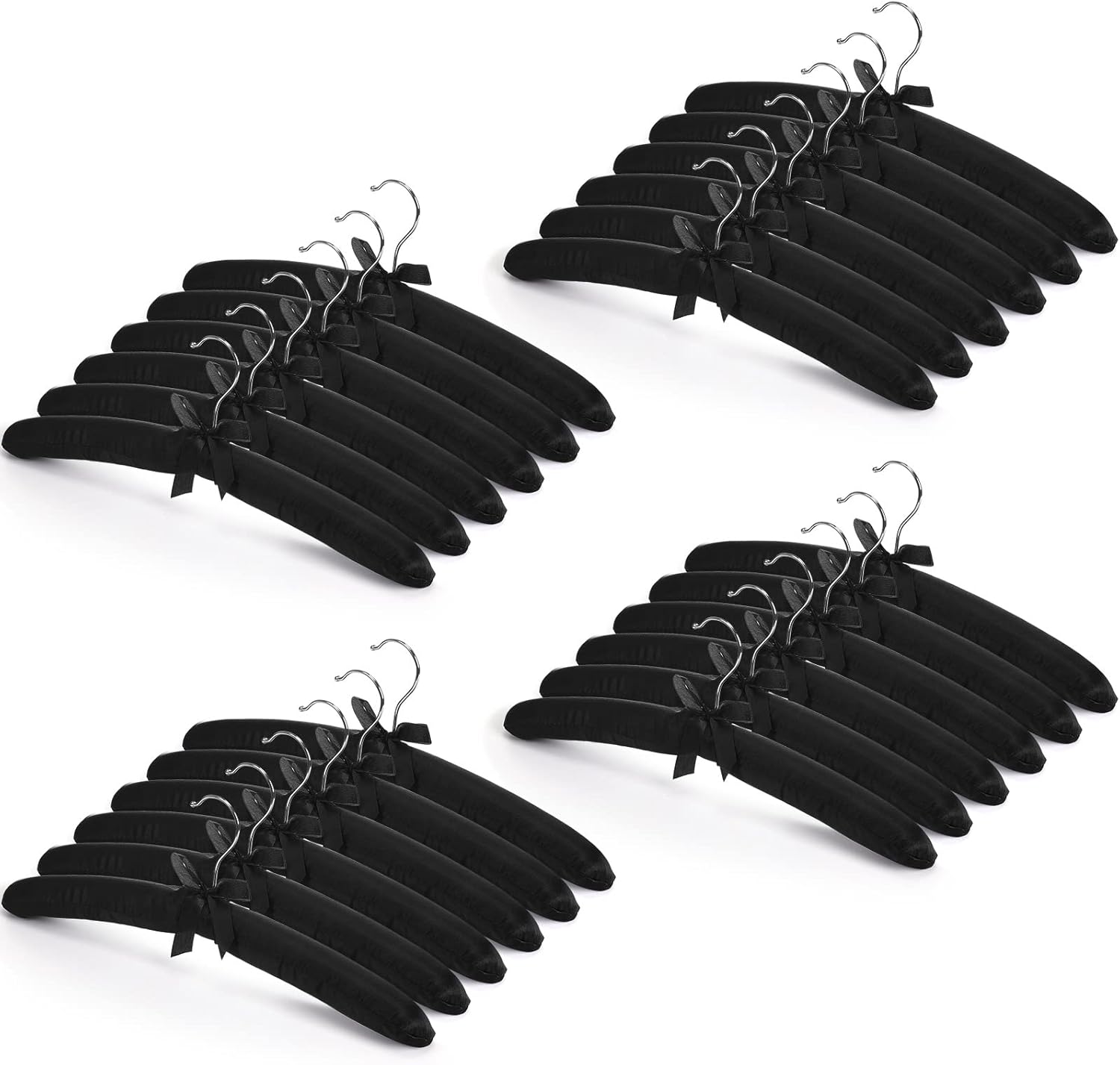 25 Gepolsterte Satin-kleiderbügel Mit Rostschutz Zum Aufhängen Von Kleidern, Pullovern, Anzügen Und Mehr (schwarz)