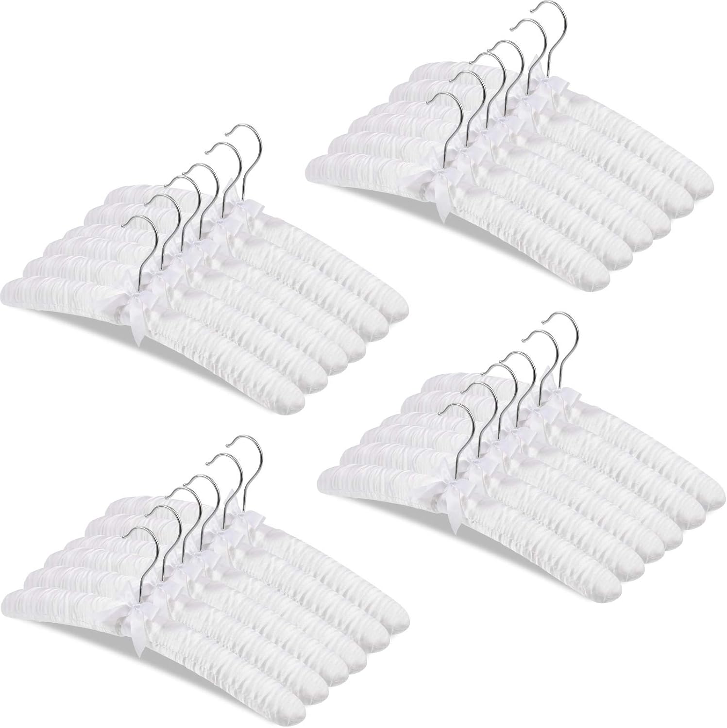 25 Gepolsterte Satin-kleiderbügel Mit Rostschutz Zum Aufhängen Von Kleidern, Pullovern, Anzügen Und Mehr (weiß)