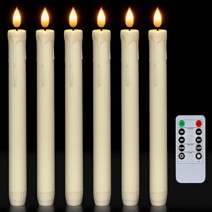 6er-pack Batteriebetriebene Led-kerzen Mit Fernbedienung Und Timer, Echtem Wachs, Flackerndes Warmweißes Licht