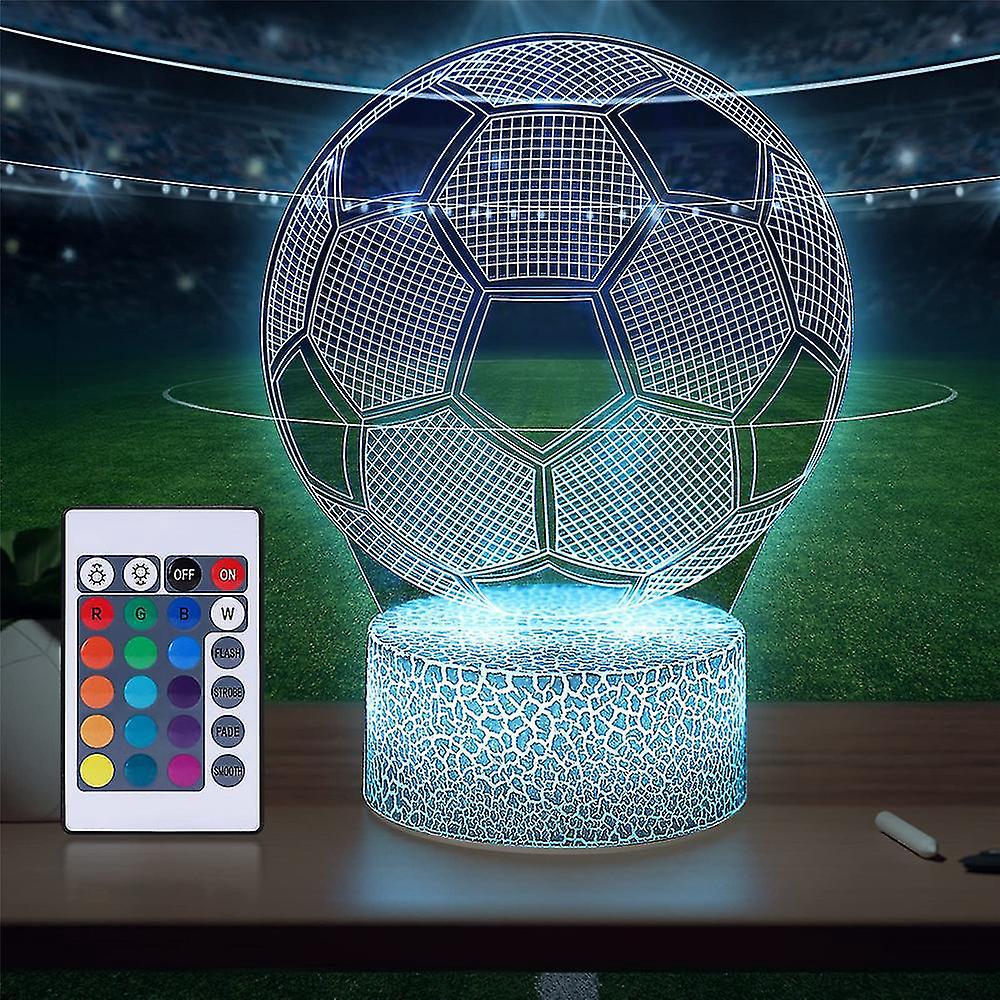 Fußball-nachtlicht Für Den Schreibtisch, 3d-illusions-fußballlampe Mit 16 Farben Und Fernbedienung – Das Perfekte Geschenk Für Kleine Fußballfans