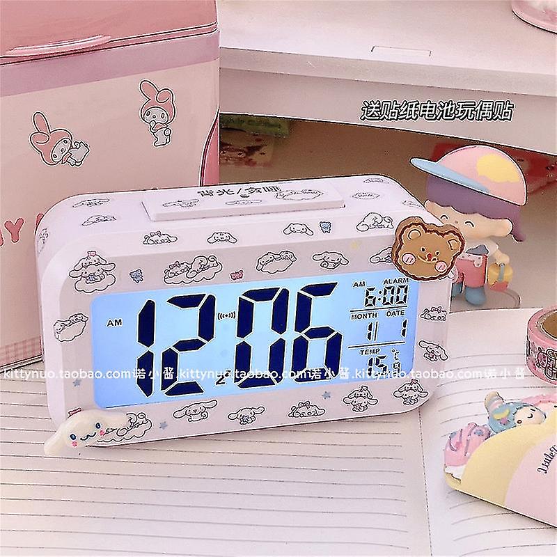 Kawaii Cinnamoroll My Melody Kuromi Schreibtischlampe Elektronischer Led-wecker Sanrio Elektronischer Wecker Geschenk Für B