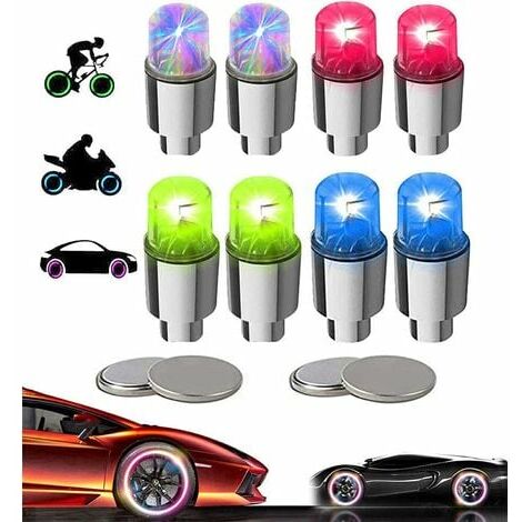 Kartokner 8er-pack Led-ventilkappen, Kompatibel Mit Fahrrad, Motorrad Oder Auto, Inklusive 10 Ersatzbatterien (mehrfarbig)