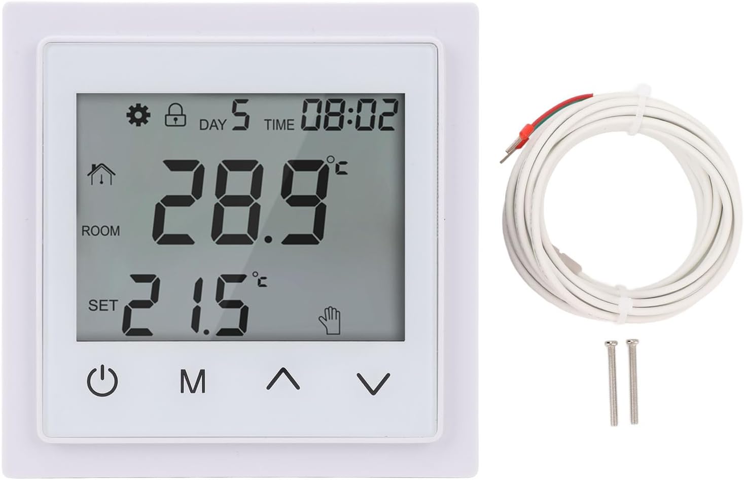 Thermostat Für Hausheizungssysteme, Led-touchscreen-thermostat, Temperaturregler Für Fußbodenheizung, Intelligenter Elektrischer Fußbodenheizungsthermostat Ac85v-250v 16a (weiß)