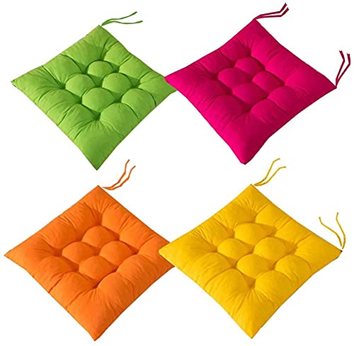 [ht]weiche Stuhlkissen 40x40cm 4er-pack Mit Bändern Für Esszimmer, Garten, Terrasse, Küche [br]glas
