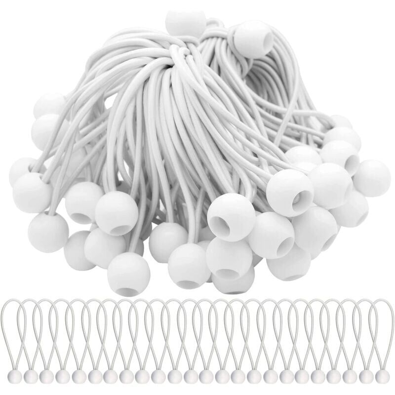 Packung Mit 50 Elastischen Gummibändern Mit Kugeln, Elastische Gummibänder Mit Kugeln, Kompatibel Mit Markisen, Zelten, Bannern Und Planen