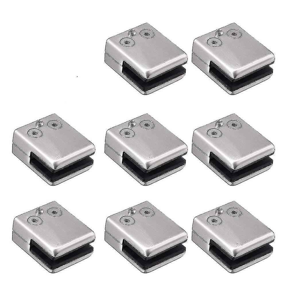 Glasklemme, 8er-packung, Quadratische Edelstahlklemmen, 6–8 Mm Glasklemmung Mit Flacher Rückseite