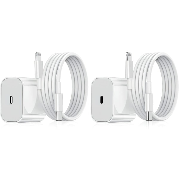 2er-pack Iphone-schnellladegerät, Netzteil + 2 M Kabel, 20 W Lightning, Weiß, 2er-pack, Iphone (nt), 2er-pack
