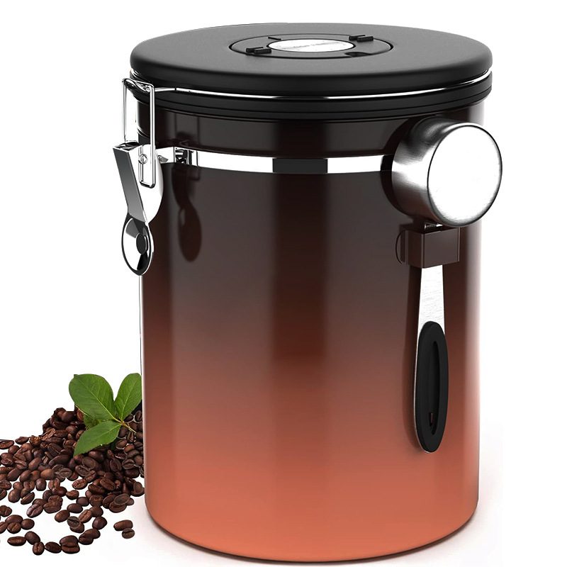 Kaffeebehälter – Kaffeedose – 1,8 L – Kompatibler Vorratsbehälter Für Kaffeebehälter – Luftdichter Kaffeebehälter Mit Co₂-abführung – Holzgrau Braun
