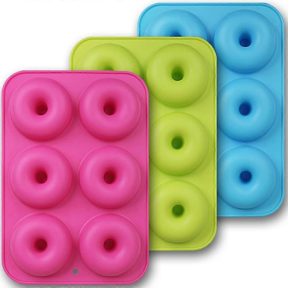 3 Silikon-donutformen, Zum Backen Von Donuts, Grün, Rosa, Blau