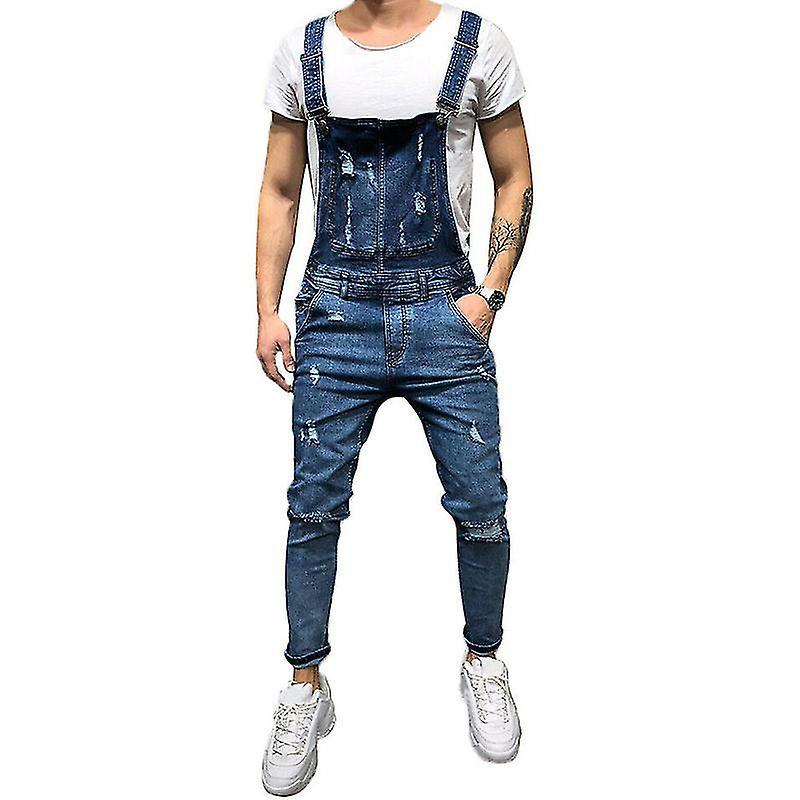 Herren-jeans Im Used-look, Latzhose, Arbeitshose – Größe M – Dunkelblau