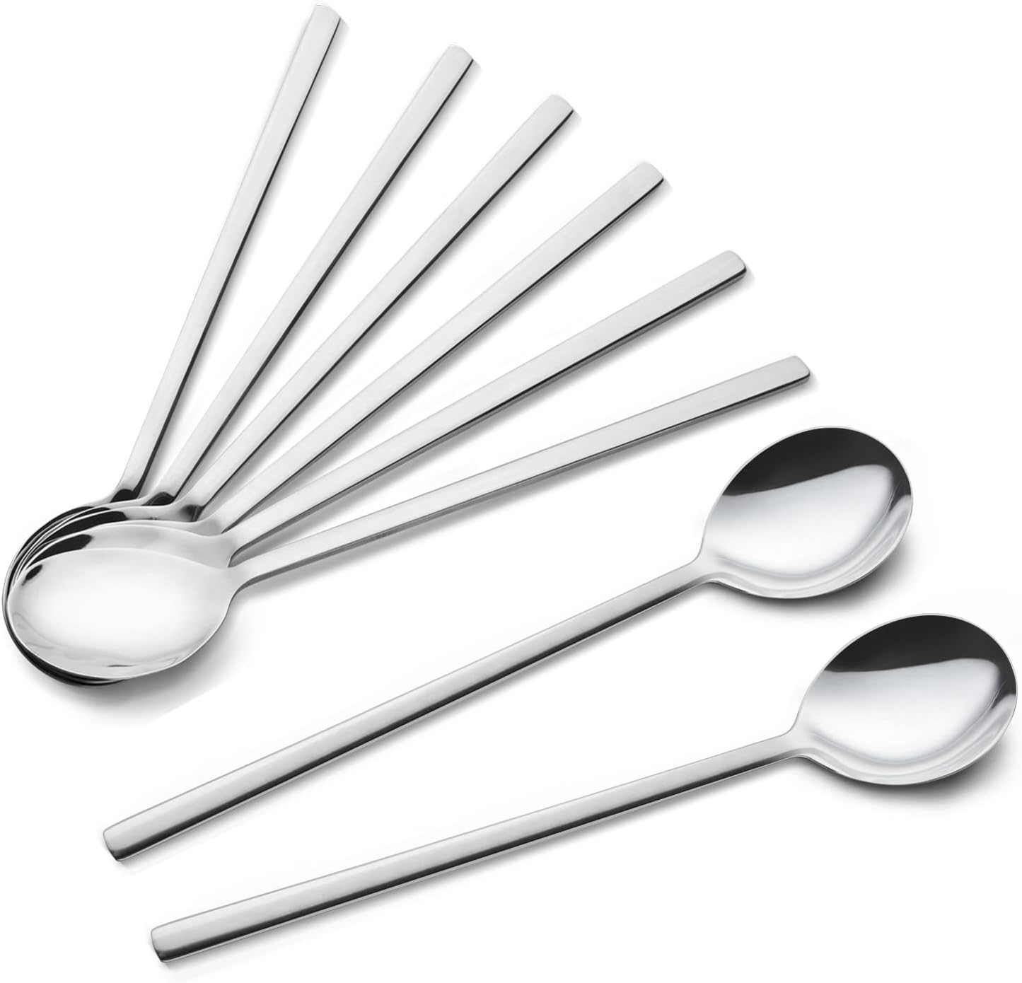 Stück Edelstahl-suppenlöffel (8,15 Zoll), Koreanischer Löffel Mit Langem Griff, Reislöffel, Asiatischer Suppenlöffel