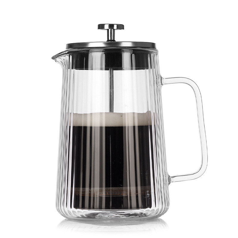 1000 Ml French-press-kaffeemaschine Mit Vertikalen Streifen Und Zwei Schichten