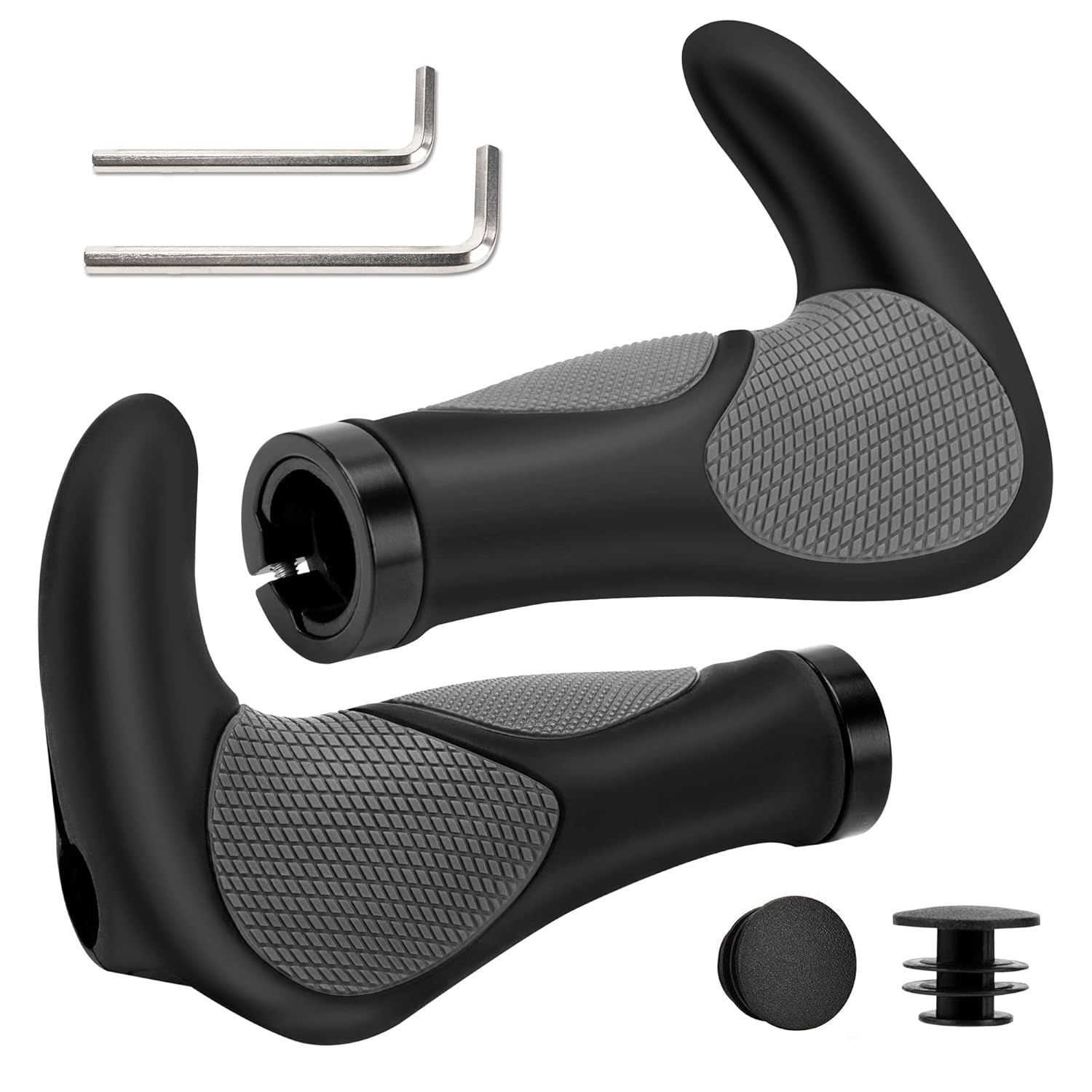 Fahrradlenker, 22 Mm Lenkergriffe. Kompatibel Mit Mtb, Rennrad, Mountainbike, Citybike Und Rennrad. Rutschfeste Gummigriffe Mit Doppelter Verriegelung.