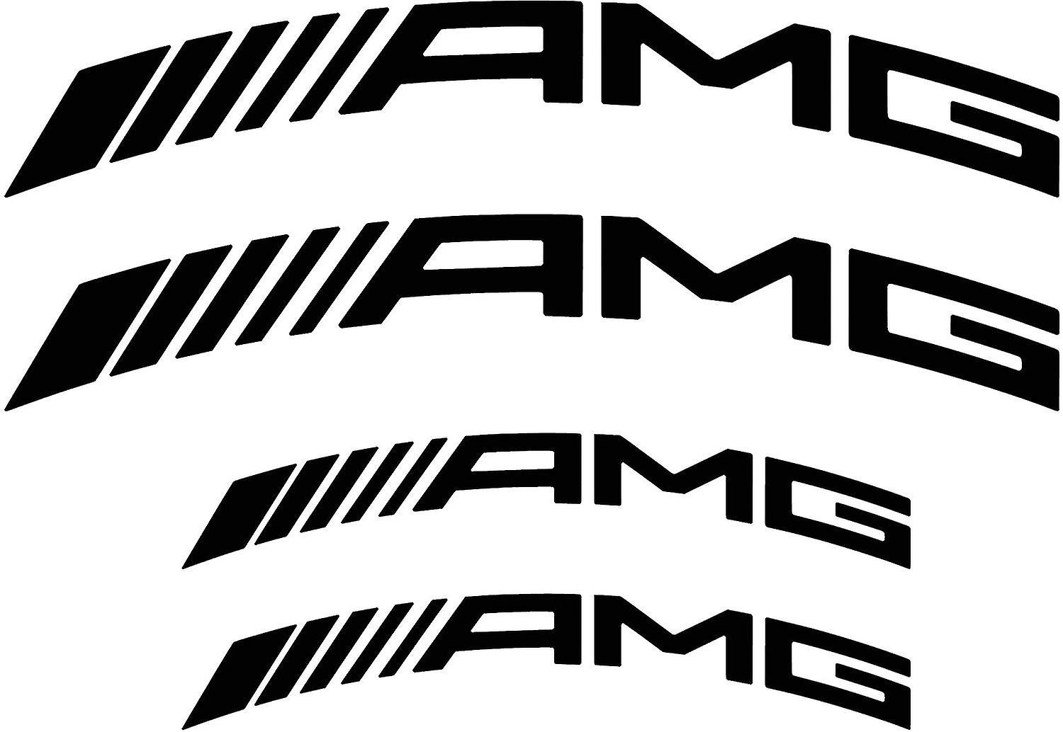 Amg-bremssattelaufkleber – Hochwertiges, Gebogenes Logo – 2 X 109 Mm X 15 Mm